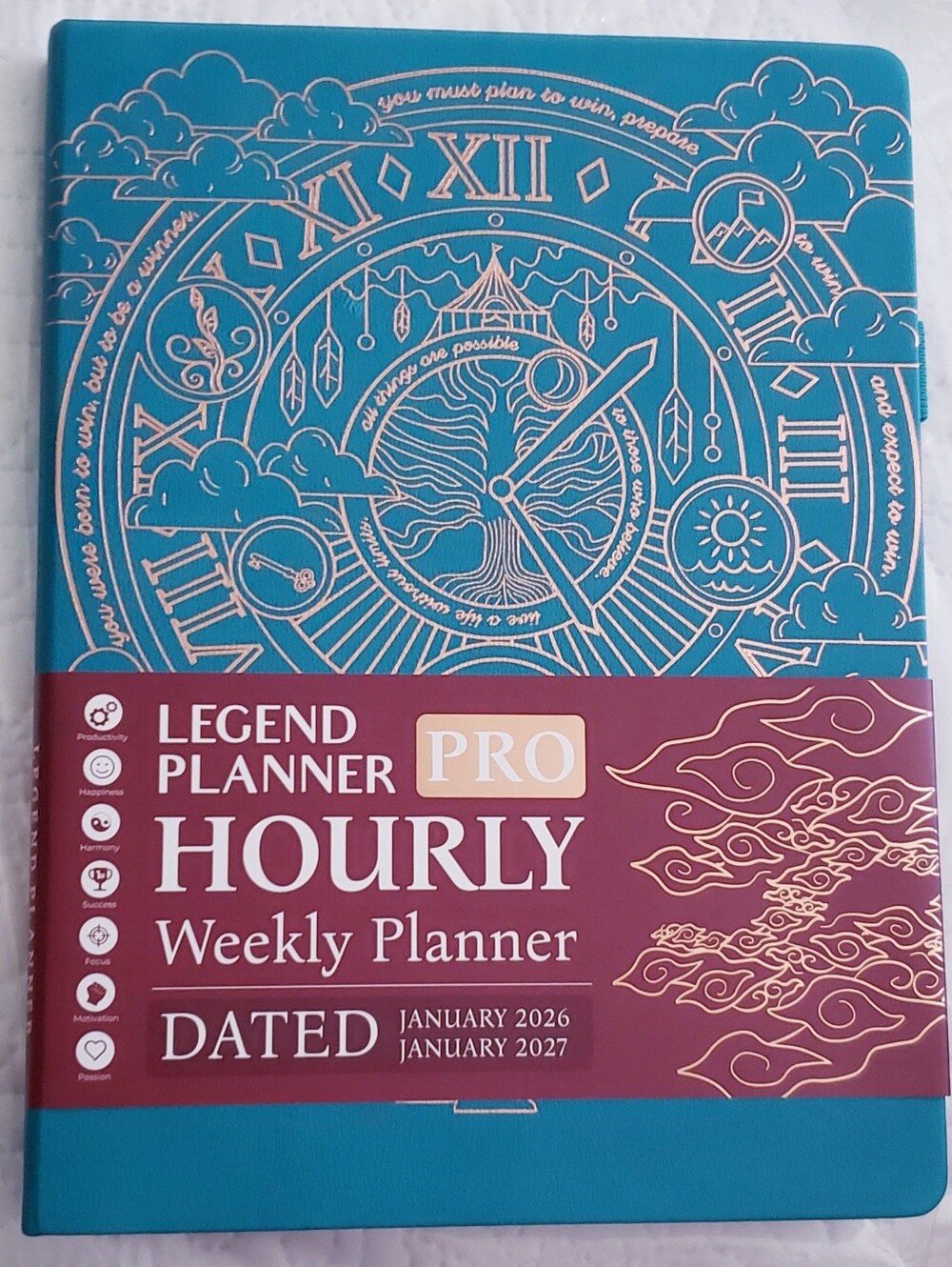 Green Teal and Rose Gold Legend Pro Hourly Weekly Planner